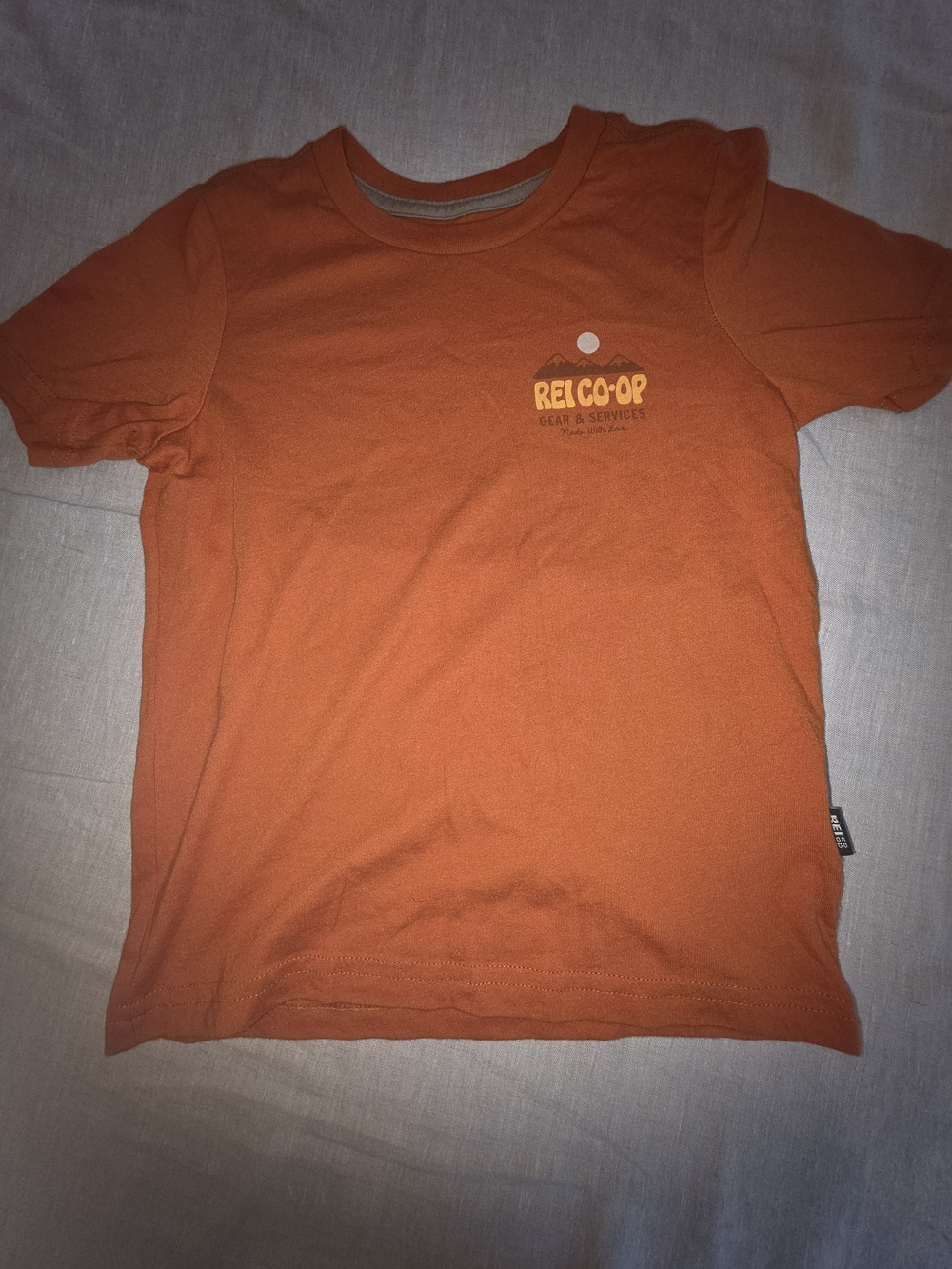 REI Orange Short Sleeve Kids Tee with Logo